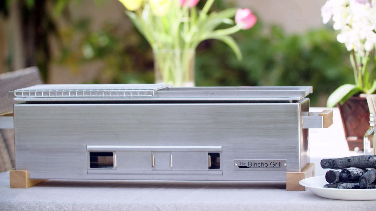 The Bincho Grill GR610S – 24" Tabletop Yakitori Grill – Japanese Style Charcoal Robata BBQ – Binchotan Grill for Authentic Japanese Grilling – Made from Durable Stainless Steel