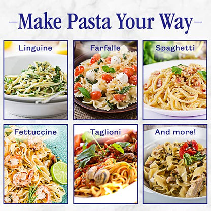 Nuvantee Pasta Maker with Adjustable Thickness Settings - 3 in 1 Noodle Maker with Rollers & 2 Width Cutters for Fresh Spaghetti, Fettuccini, Lasagna, Dumplings & More