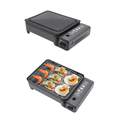 Butane Grill Stove, Portable Camping Grill Gas Stove, Portable Butane Gas Stove, with Stainless Steel Cooking Grate and Nonstick Griddle, for Camping, Korean BBQ, Japanese Yakitori, Yakiniku