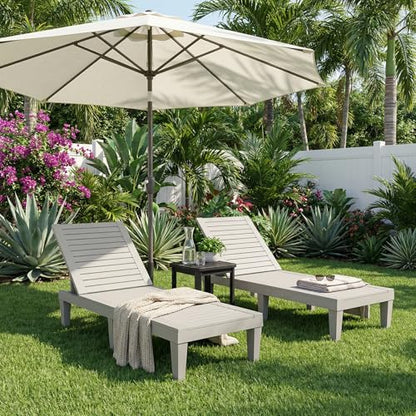 EFU Lounge Chair Outdoor,Set of 2 High-Impact PP Tanning Chairs