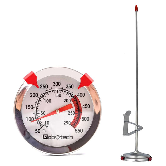 Water Proof 2" Dial Deep Fry Thermometer, Stainless Steel Cooking Thermometers for Meat Candy Grill Turkey, BBQ 12" Long Stem