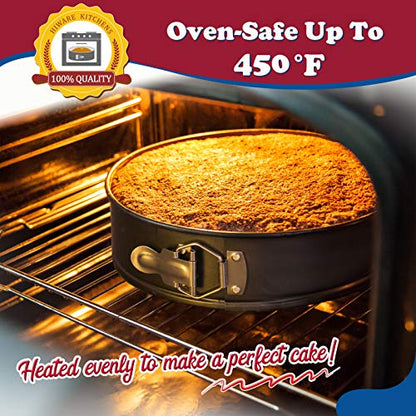 HIWARE 9 Inch Non-stick Cheesecake Pan Springform Pan with Removable Bottom/Leakproof - Black