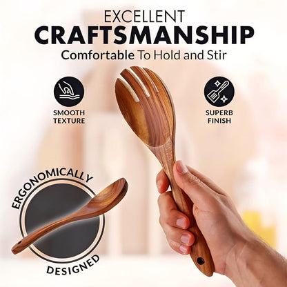 Vensure Wooden Spoons for Cooking 6 Pcs – Wooden Kitchen Utensils Set, Teak Wood Utensil Set – Comfortable Grip Non–Stick Wooden Cooking Utensil – Nonstick Natural and Healthy Kitchen Cookware