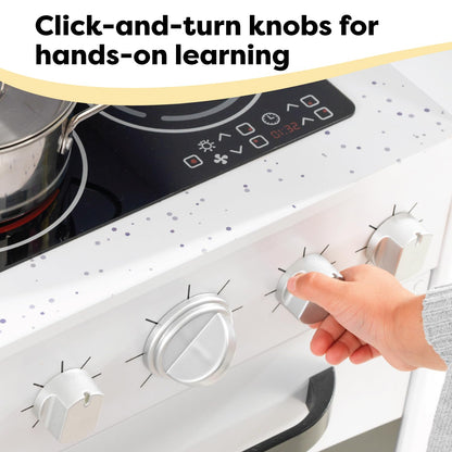 KidKraft Large Wooden Play Kitchen with Lights & Sounds, Icemaker, Play Phone, White, Gift for Ages 3+