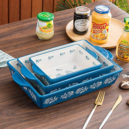Wisenvoy Baking Dish Ceramic Lasagna Pan Casserole Dish 3-Piece Bakeware Sets Baking Dishes Baking Set Baking Dish Set
