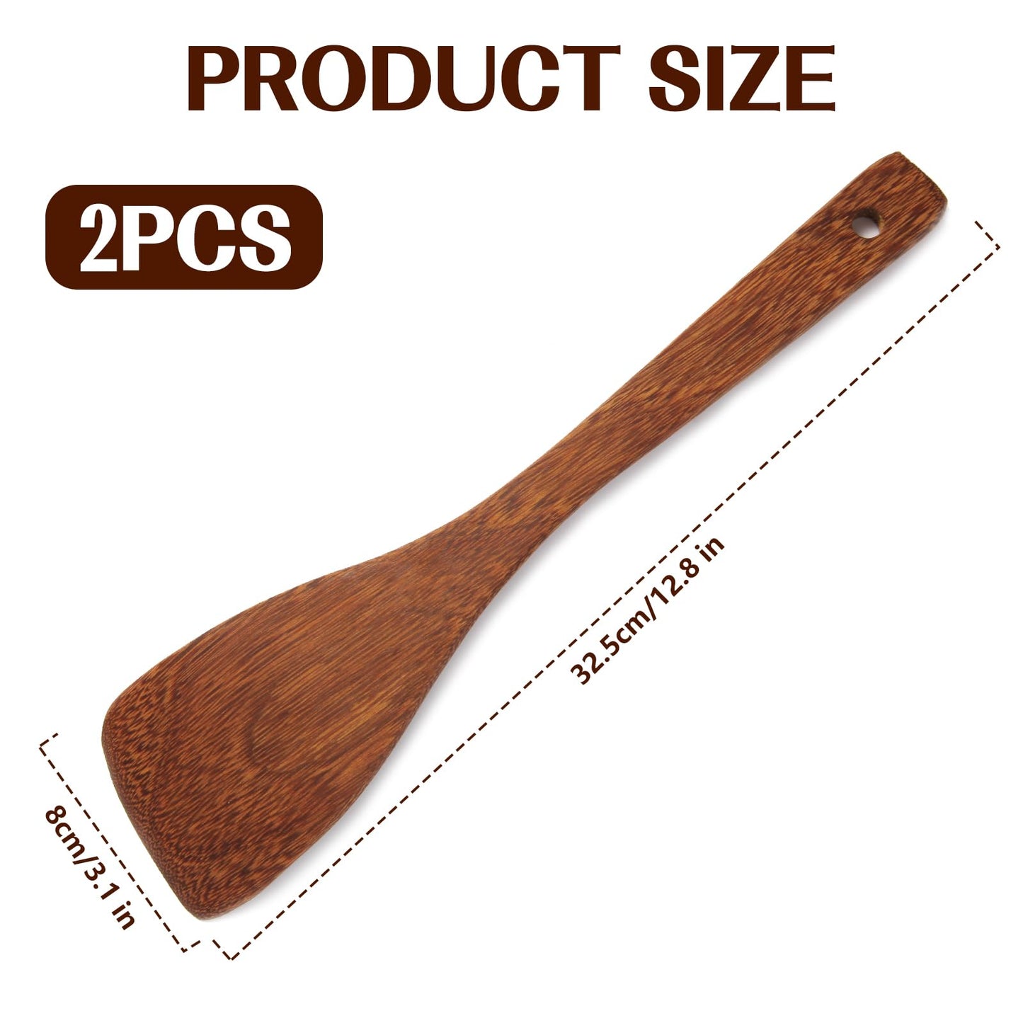 Wooden Spatula for Non Stick Cookware,Wood Utensils Set for Cooking,Long Handle Flat Frying Inclined Spatula,Healthy and High Moist Resistance (1Pcs)