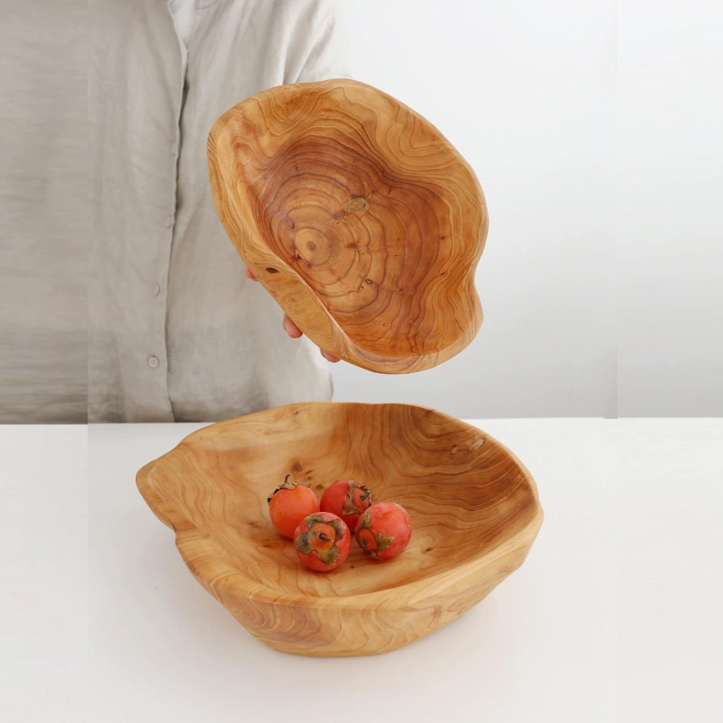 MIATTCLD Wooden Bowl Decorative Natural Wood Fruit Bowl, Irregular Creative Wood Bowls, Rustic Hand Carved Candy Snack Keys Serving Bowls for Home Decor
