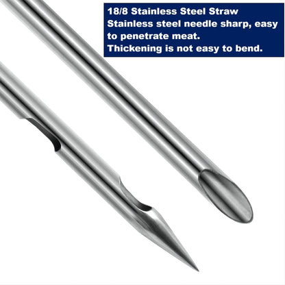 Kalsreui Turkey Baster, 18/8 Stainless Steel Turkey Baster Syringe for Cooking, Meat Injector Baster Set with 2 Needles & 2 Cleaning Basting Brush, Baster for Flavor Meat Poultry, Beef&Chicken Red