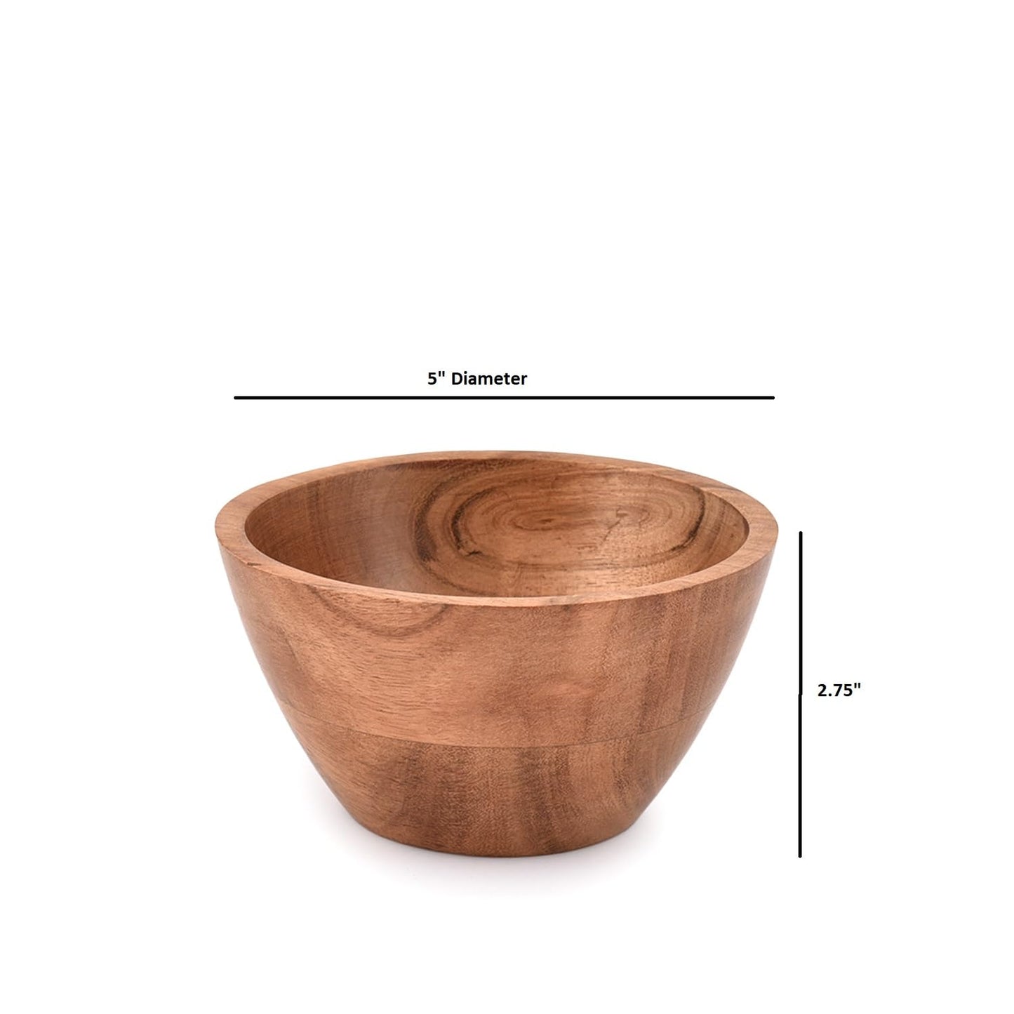 EDHAS Handmade Acacia Wood Bowl Set of 3 For Nuts, Candy, Appetizer, Snacks, Olive and Salsa Ideal for Dinner Parties & Family Gatherings (5" x 5" X 2.75")