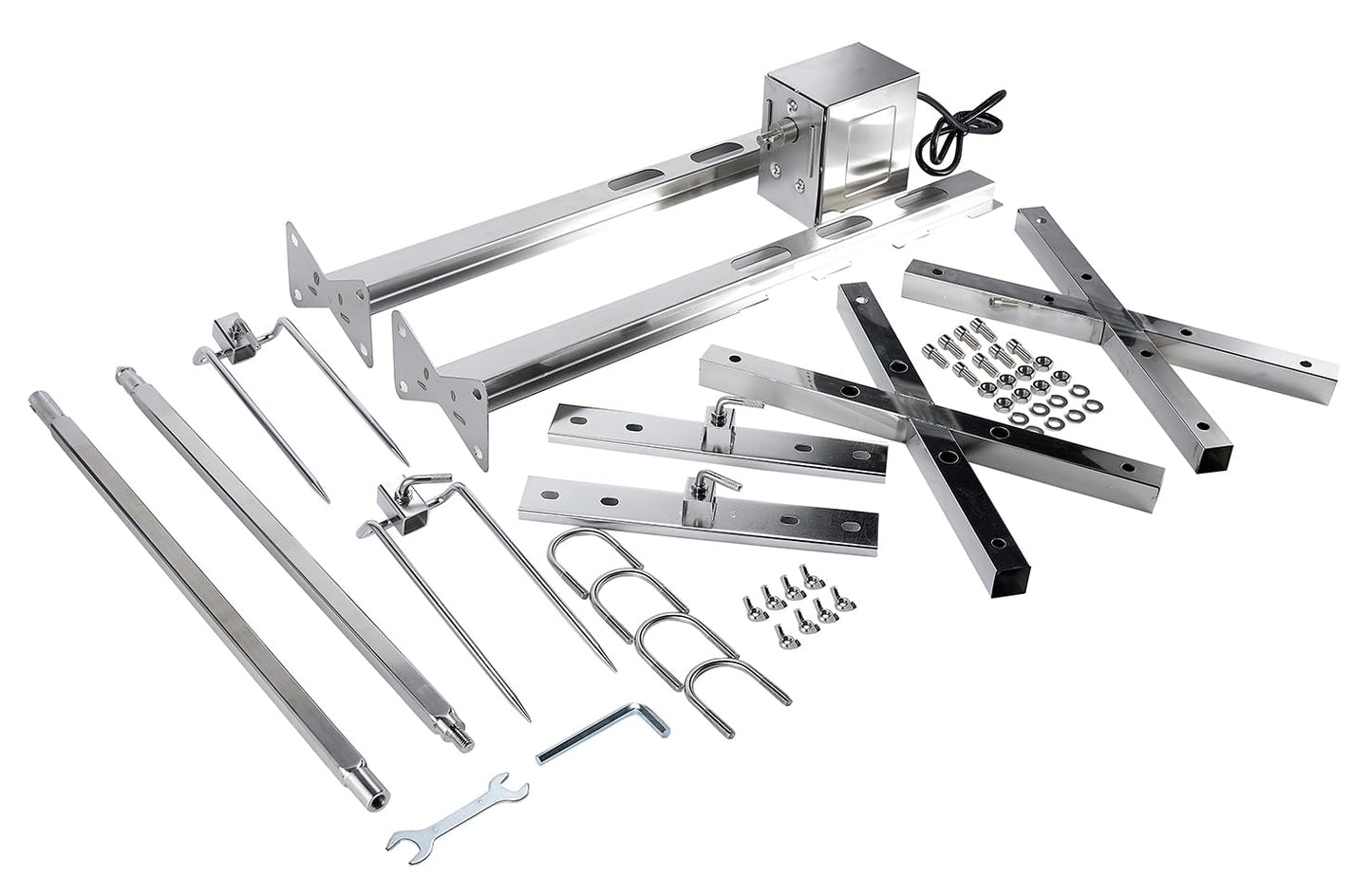 iMeshbean 220lbs Rotisserie Grill Kit, Electric Pig Spit Rotisserie Grill with 45W Motor,Stainless Steel Spit Roaster Stand for Roasting Pig Lamb Turkey Chicken & Whole Animals,Height Adjustable