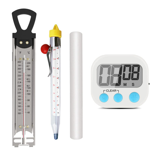 Candy and Deep Fry Thermometer with Pot Clip,Timer, Pack of 3