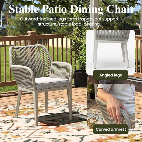 LayinSun Outdoor Dining Set for 12, 13 Pieces Patio Furniture Sets with Aluminum Dining Table and Rope Weave Chairs
