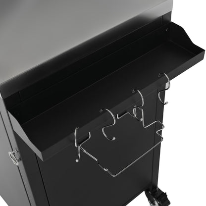 RUNNA Outdoor Kitchen Island with Sink, Metal Grill Cart Table with 304 Stainless Steel Sink, Outdoor Bar Cart Sink Station with 4 Lockable Wheels for Pizza Prep & BBQ, L 55.5" x W 20" H 36.7"