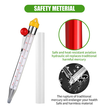 Candy Thermometer for Candy Making, 2025 New Deep Fry Oil Thermometer Candy Sugar Syrup Jam Jelly Instant Read Glass Food Kitchen Cooking Thermometer with Pot Clip and Hanging Hook for Food