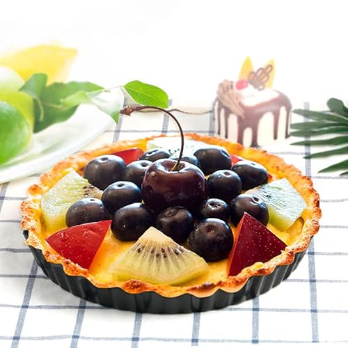 MLHpeak 2 Pack Tart Pan 9 Inch Tart Pan with Removable Bottom, 1.1 Inch Deep Baking Pan