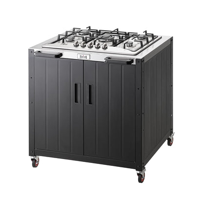 Feasto Gas Grill, Movable Outdoor Gas Stove Stainless Steel Top with Cabinet, 5 Burners with 36,200 BTUs, Outdoor Propane Grill for Outdoor Cooking, Ideal for Lawn & Garden, L35.4” x W24”