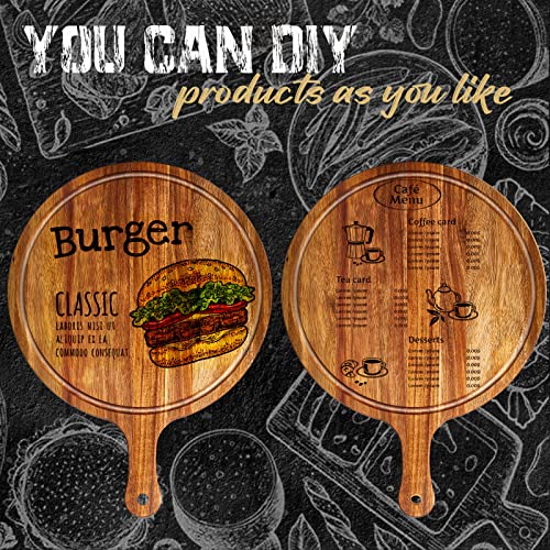 Nuenen 10 Pcs Round Wood Cutting Board with Handle Acacia Wooden Serving Kitchen Chopping Boards for Pizza, Bread, Cheese, Charcuterie, Fruit, Vegetables(Acacia)