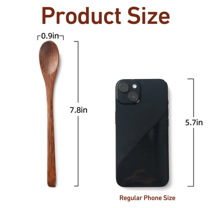 Hefild 2PCS 7.8inch Wooden Spoons for Honey and Coffee，Small Wooden Spoons with Long Handle for Stirring – Padauk Wood Honey Spoon & Coffee Spoons for Jars, Tea and Spice