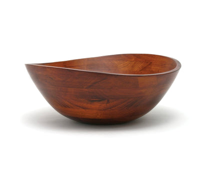 Lipper International Cherry Finished Wavy Rim Serving Bowl for Fruits or Salads, Matte, Large, 13" x 12.5" x 5", Single Bowl