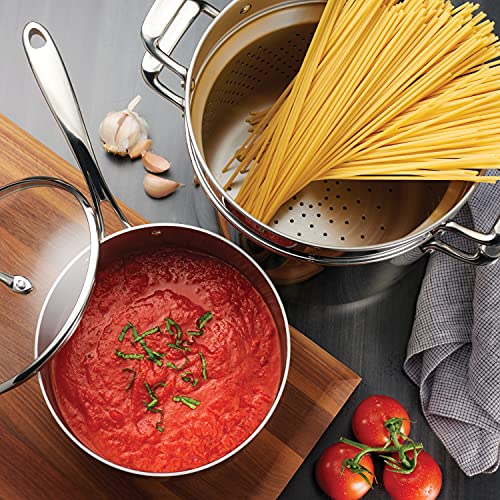 Tramontina Tri-Ply Clad Stainless Steel 14-Piece Cookware Set with Glass Lids, Pots and Pans Kitchen Set, Induction-Ready, Dishwasher-Safe, NSF-Certified