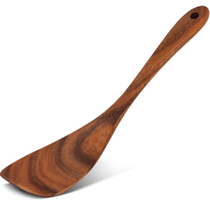 HANSGO Wooden Spatula, 12 Inch Natural Acacia Wood Spatula for Non Stick Frying Pan, Right Hand Flat Turner for Flipping Eggs Toast Pancakes, Sturdy & Lightweight