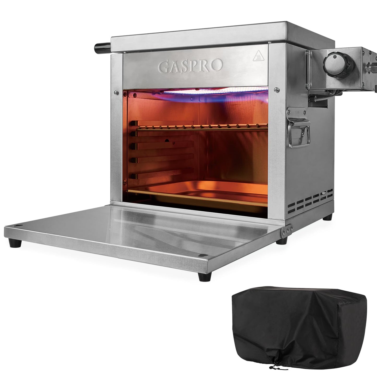 GASPRO Multi-Tasking Propane Infrared Steak Grill, XL Steakhouse & Cast-Iron Griddle 2-in-1 Outdoor Cooking Master, 125 in² Extra Large Cooking Area, Dustproof Foldable Panel