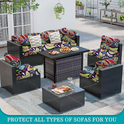 12 Pcs Outdoor Cushion Covers, Patio Sofa Cushion Covers Replacement