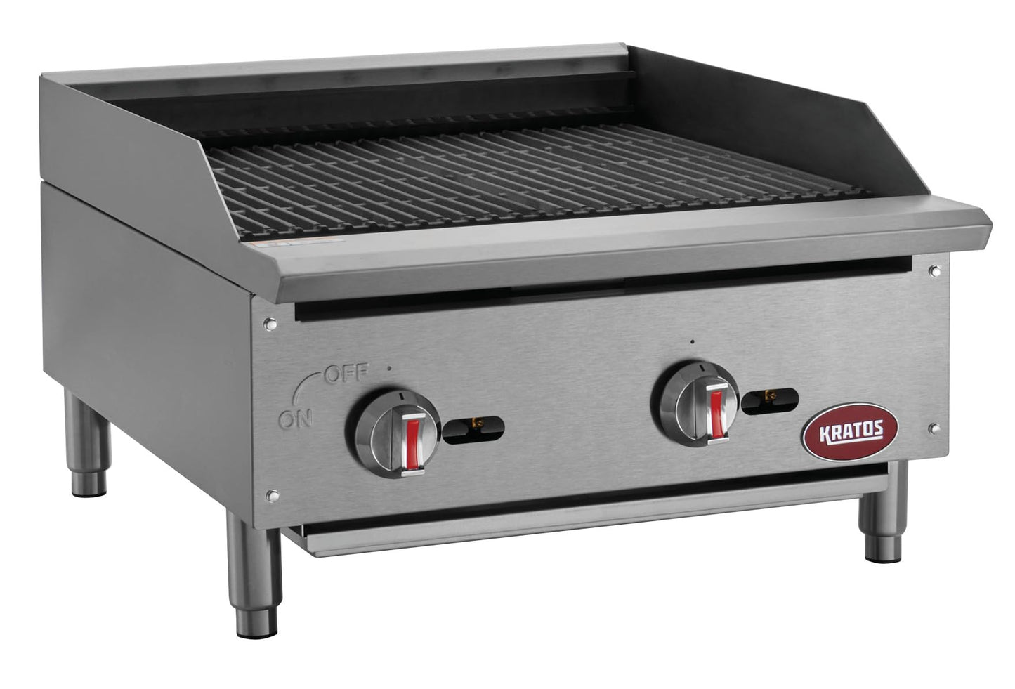 Kratos 24" Commercial Gas Charbroiler - Countertop 2-Burner Stainless Steel Grill, 70,000 BTU Output (29Y-001)