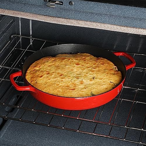 Sur La Table Kitchen Essentials Supper Club 3.75 Quart Enamel Cast Iron All In One Multi-Purpose Non-Toxic Nonstick Braiser Pan W/Borosilicate Glass Lid - Red
