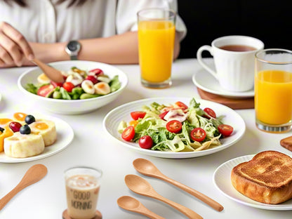 6 Piece Wooden Spoons Set - Premium Beech Wood Small Spoons in 3 Sizes (4.9", 5.9", 7.1") for Honey, Tea, Coffee, Multi-Purpose Mini Teaspoons Utensils for Ice Cream and Soup