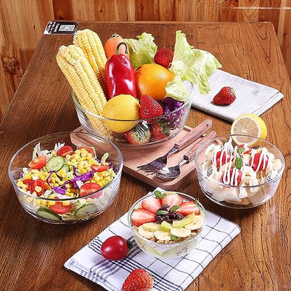 binsakao Small Glass Bowls Set of 6 - Clear Glass Prep Bowls - Serving Bowls Dishes for Dessert, Candy, Nuts, Ice Cream, Snack (4.5 inch, 10 oz)