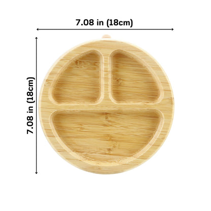 PandaEar Bamboo Suction Plate, Wooden Baby Plates with Silicone Spoons for Toddlers & Kids, Divided Non-Slip Wooden Plate Feeding Supplies