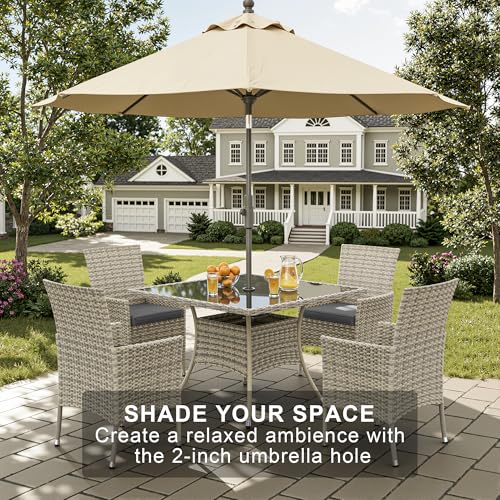 Muphyers 15-Piece Patio Dining Set, Patio Furniture Set with Square Tempered Glass Table & 12 Wicker Chairs, Expandable Design for Larger Groups, Outdoor Furniture for Backyard, Deck, Garden, Grey