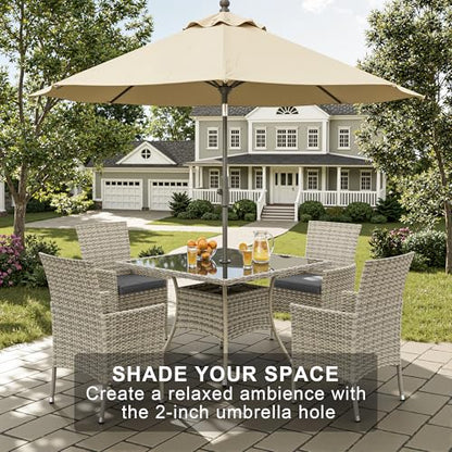 Muphyers 15-Piece Patio Dining Set, Patio Furniture Set with Square Tempered Glass Table & 12 Wicker Chairs, Expandable Design for Larger Groups, Outdoor Furniture for Backyard, Deck, Garden, Grey