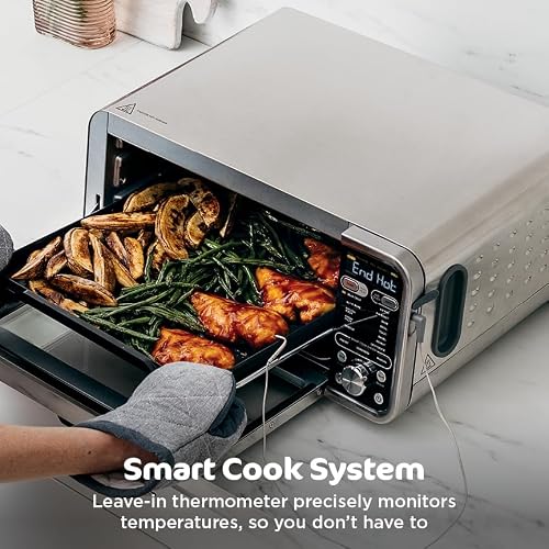 Ninja, Toaster Oven, Air Fryer, Thermometer, Toaster Oven Air Fryer Combo, Stainless Steel, Quick meals, Fries, Frozen Food, Air Fry, Dehydrate, Reheat, 13-in-1,Less Oil, Flip Away Oven, Foodi, SP351
