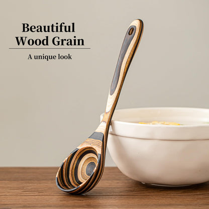 Gudamaye Pakkawood Deep Soup Ladles, 10.6 inch Big Wooden Ladle for Cooking, Wooden Kitchen Utensils Set