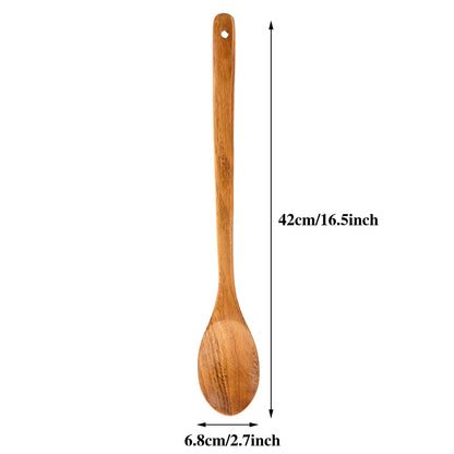Wooden Mixing Spoon, 16.5 Inch Long Handled Wooden Spoons for Cooking And Stirring