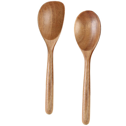 MornHalo 2PCS Acacia Wooden Spoons For Cooking 12-inch Smooth Finish Corner Spoon And Cooking Spoons-Comfortable Grip Wood Spoons for Cooking - Non-Stick Wooden Cooking Utensils