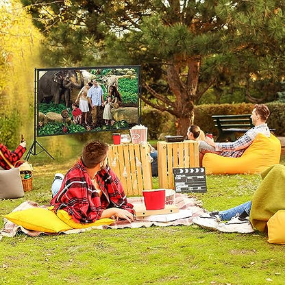 AAJK 150in Outdoor Projector Screen with Stand, Portable 16:9 4K HD Indoor Outdoor Projection Screen with Wrinkle-Free Design, Ideal for Home Theater and Backyard Cinema – Includes Carry Bag