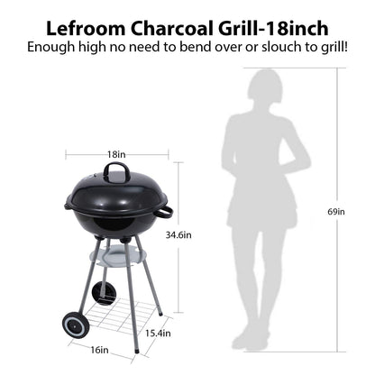 Charcoal Grill 18 inch Barbecue Grill for Outdoor Courtyard Picnic Camping Tailgating BBQ Kettle
