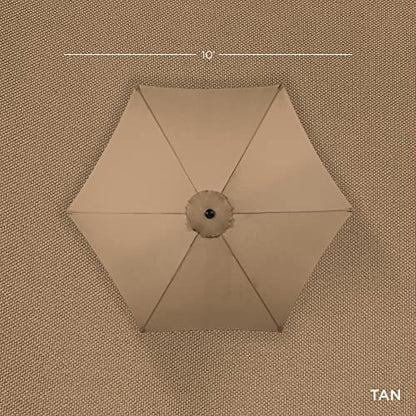 Best Choice Products 10ft Outdoor Steel Polyester Market Patio Umbrella w/Crank, Easy Push Button, Tilt, Table Compatible - Tan