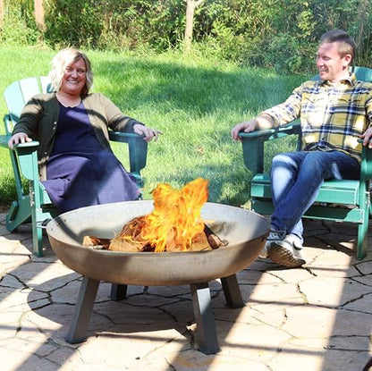 Sunnydaze Cast Iron Heavy Duty Fire Pit for Outside - Wood Burning Outdoor Fire Pit Bowl with Handles - 34" - Gray