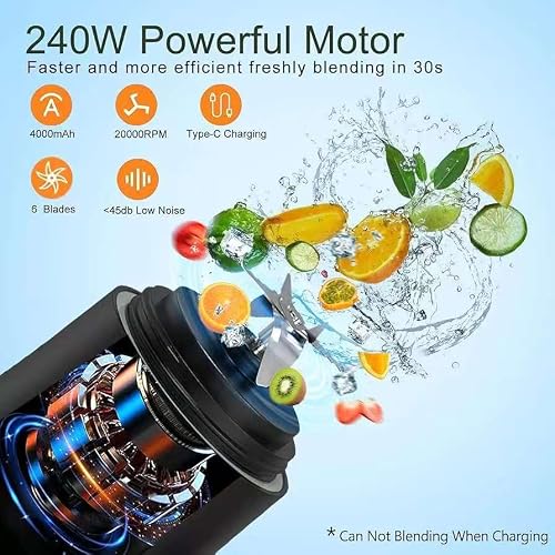 Portable Personal Blender for Smoothies,Juices,20oz Outdoor Sports,Family Travel（Black）