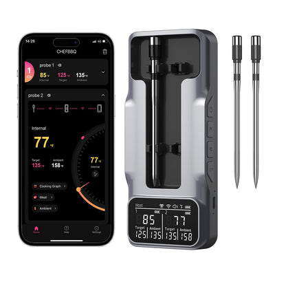 800FT Smart Wireless Meat Thermometer with Digital Meat Probe, Bluetooth Meat Thermometer with App Host Control for Barbecue, Outdoor Grilling, Oven & Smoker (Two*Probe-01)