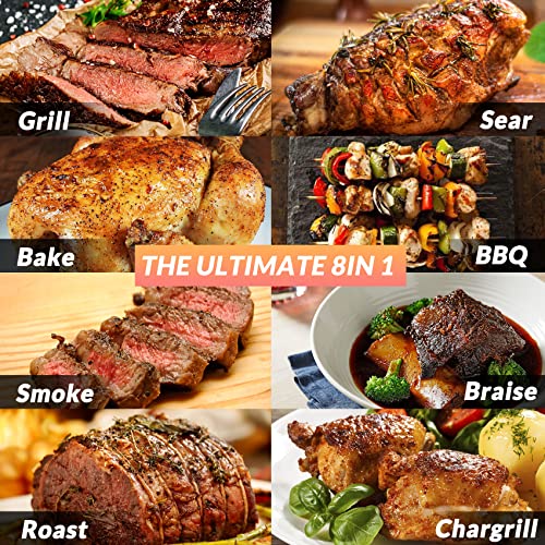 ONLYFIRE GRILLS BBQ Wood Pellet Grill Smoker with Meat Probe, 2 Tiers Cooking Area, Portable Tabletop Grilling Stove for Outdoor Kitchen Cooking Smoke and Roast, RV Camping, Black GS314