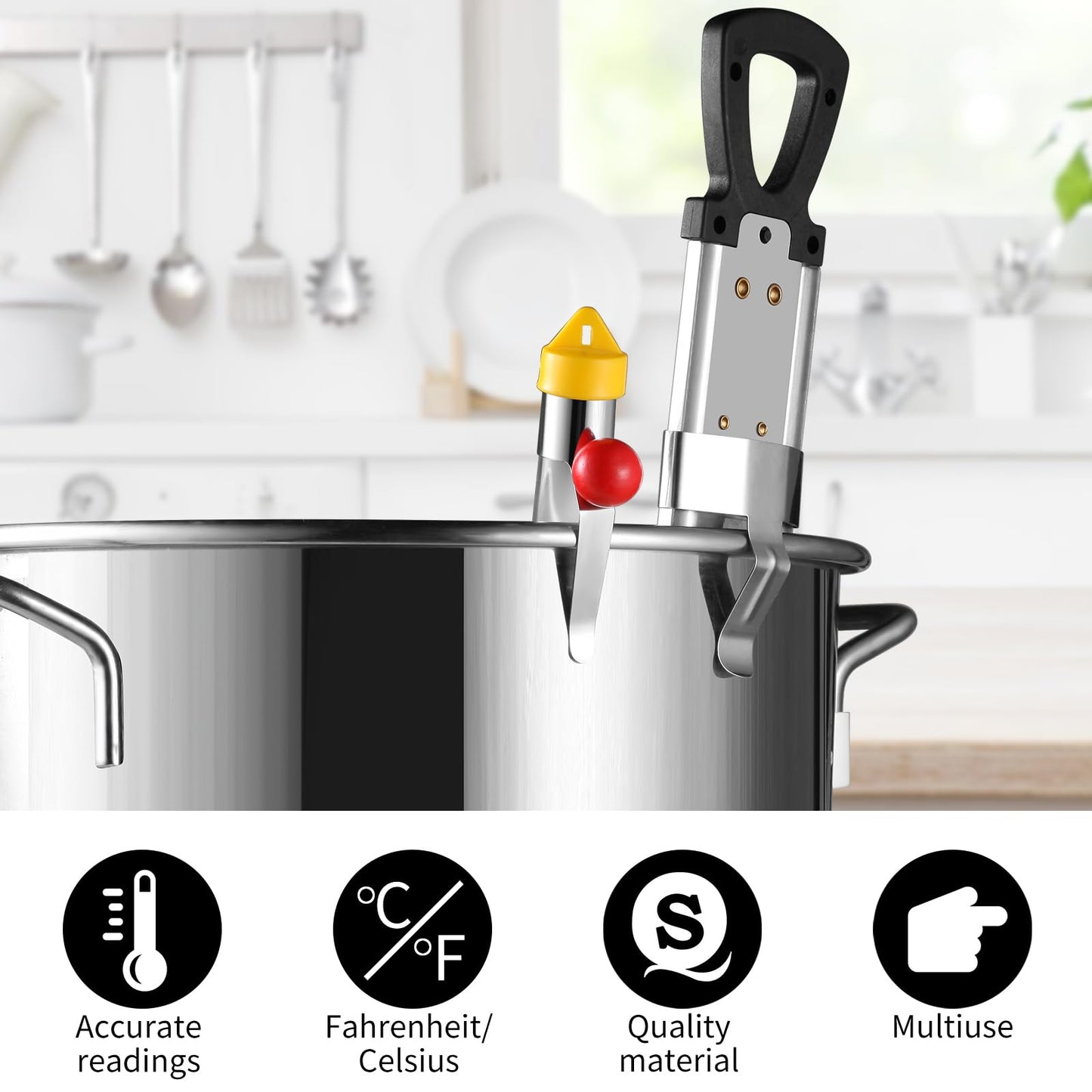 2Pcs Candy Thermometer with Pot Clip, New Stainless Steel Deep Fry Oil Thermometer Instant Read Cooking Thermometer with Hanging Hook, Oil/Candy/Fry/Jam/Sugar/Syrup/Jelly Food Thermometer for Cooking