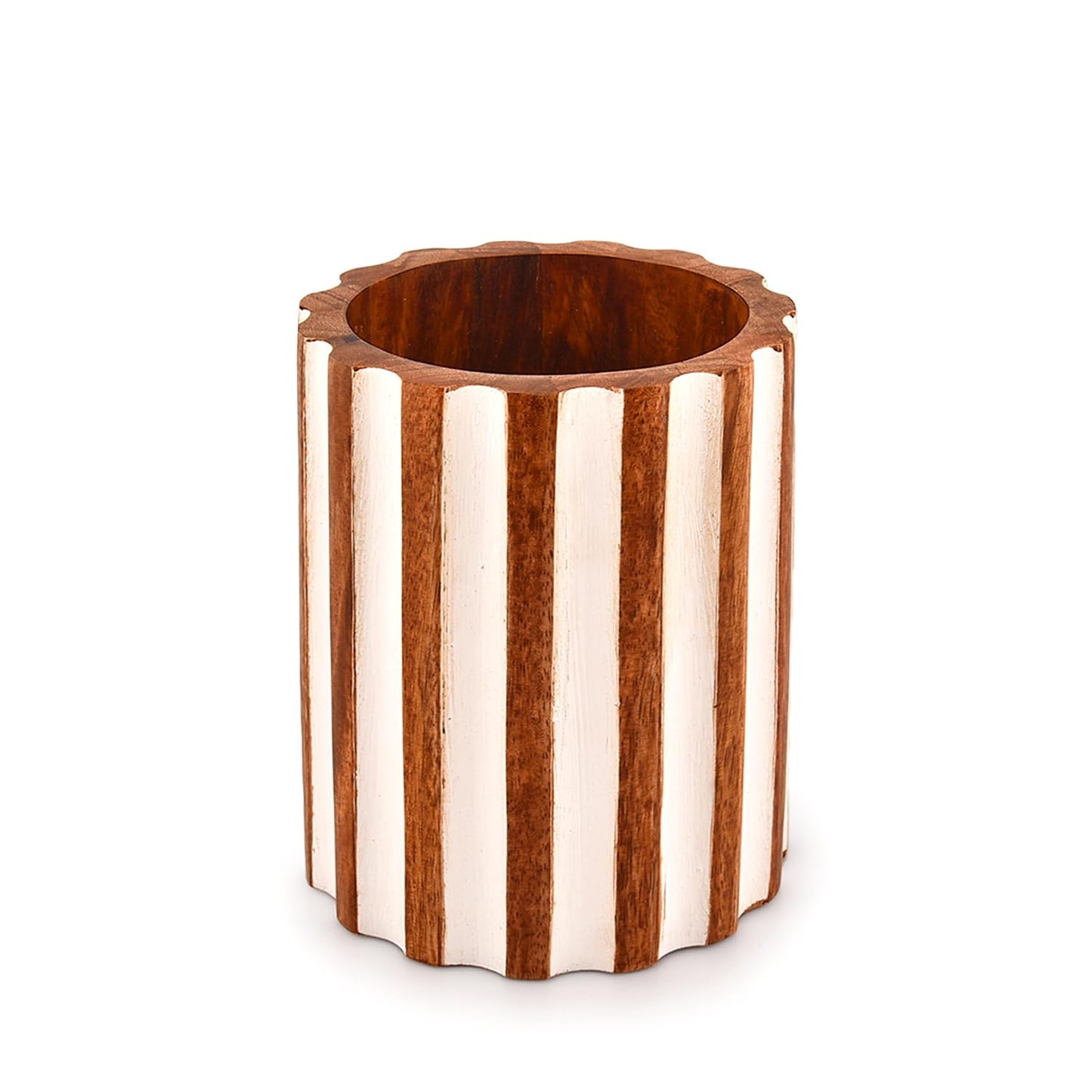 Mahasu Utensil Holder Mango Wood Utensil Holder for Kitchen Counter, for Countertop, Spoons, Cooking Tools, etc (5" x 5" x 6")