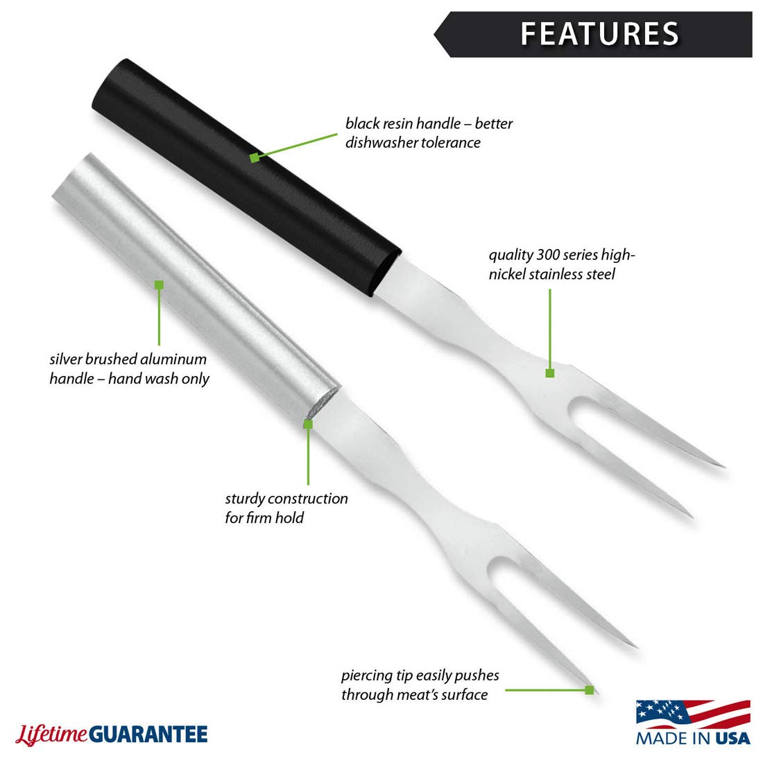 Rada Cutlery Carving Fork, Made in USA, Silver Handle