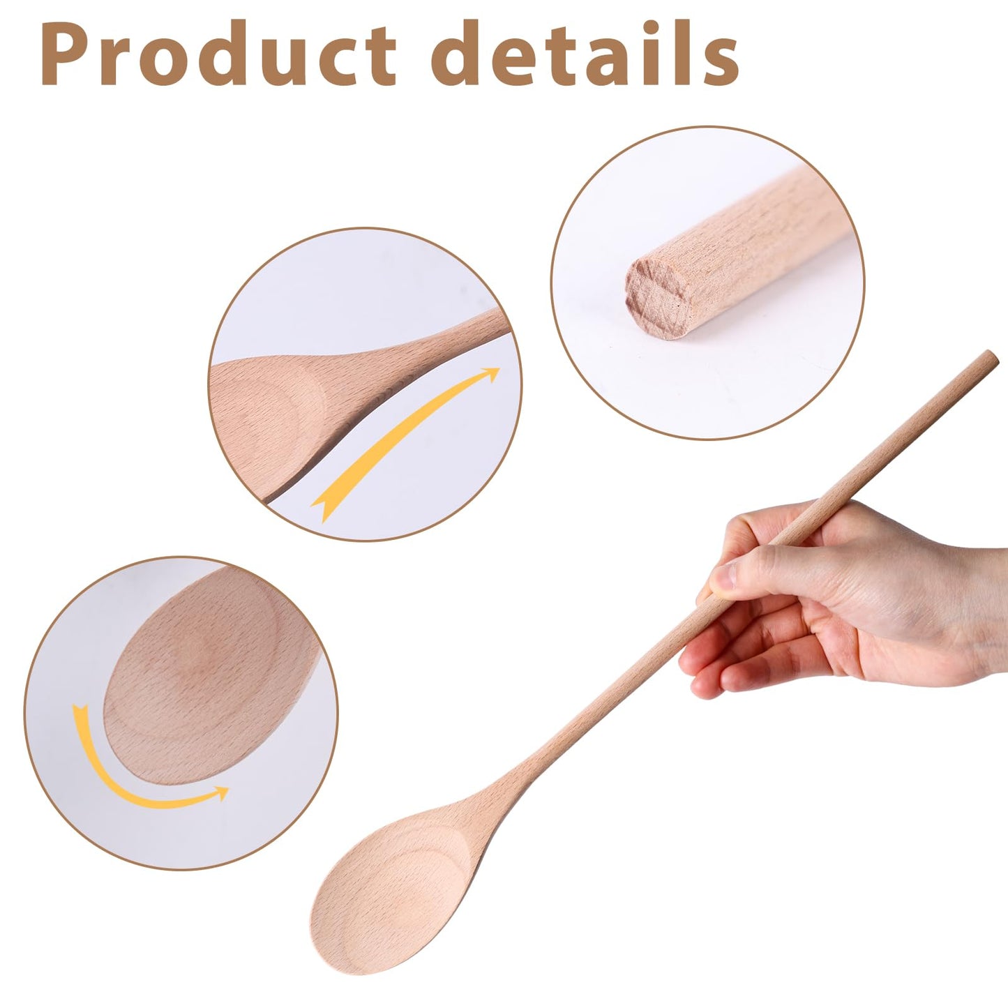 HANSGO Wooden Spoons for Cooking, 10 Inch Mixing Wood Spoon with Long Handle Serving Utensil Set for Kitchen Cooking and Stirring, 3PCS