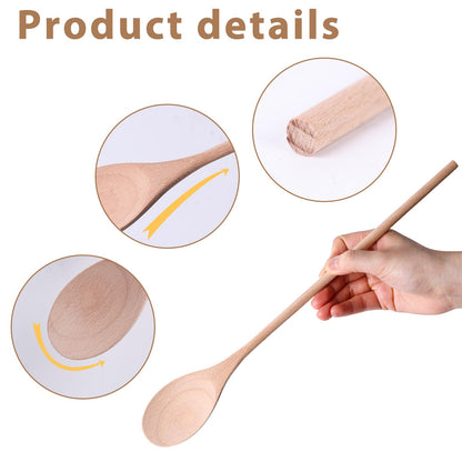 HANSGO Wooden Spoons for Cooking, 10 Inch Mixing Wood Spoon with Long Handle Serving Utensil Set for Kitchen Cooking and Stirring, 3PCS